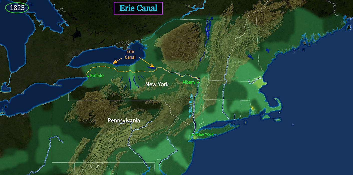 Erie Canal, 1825 map
